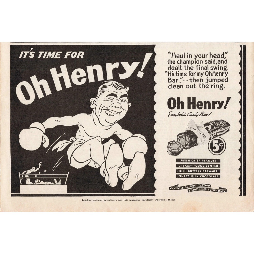 Vintage Oh Henry Candy Bar Magazine Ads Lot 6 Comic Style 5 Cent Confectionery - Picture 6 of 6
